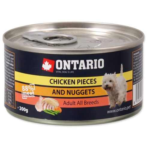 ONTARIO felnőtt kutya konzerv csirke darabokkal 200gr