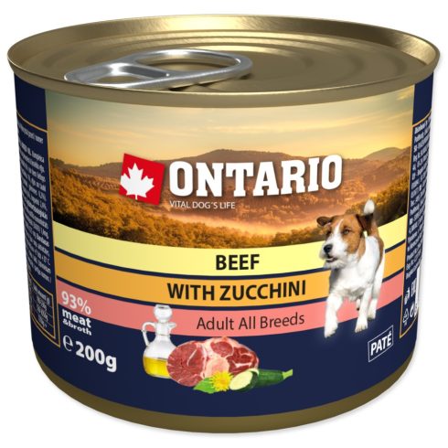 ONTARIO felnőtt kutya konzerv marhával és cukkinivel 200gr