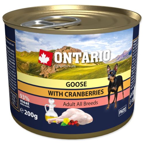 ONTARIO felnőtt kutya konzerv libával és áfonyával 200gr