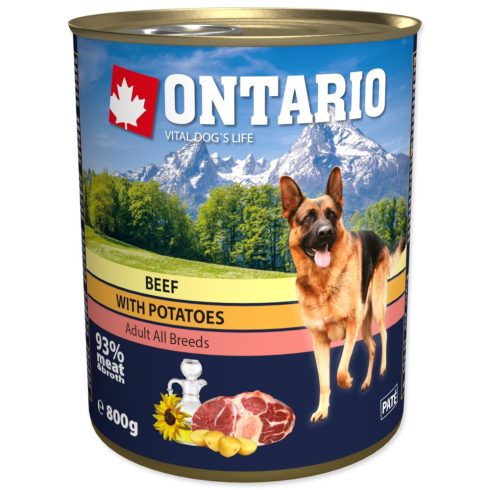 ONTARIO felnőtt kutya konzerv marhával és burgonyával 800gr