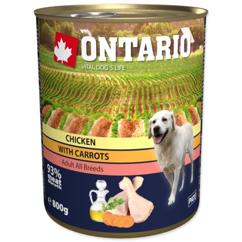 ONTARIO felnőtt kutya konzerv csirkével és sárgarépával 800gr