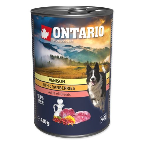 ONTARIO felnőtt kutya konzerv vaddal és áfonyával 400gr