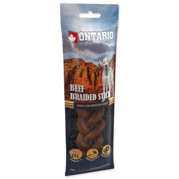   ONTARIO bivalybőr fonott pálcika snack -jutalomfalat kutyáknak 15 cm, 1db