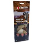 Лакомство за кучета ONTARIO от биволска кожа с плетена смес - 17,5 см, 1 бр.
