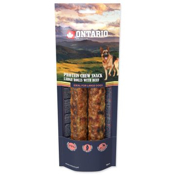   Ontario Protein Chew Snack nagy tekercsek marhahússal 2 db 25,4 cm