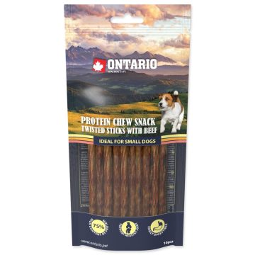   Ontario Protein Chew Snack csavart rudak marhahússal 10 db 12,7cm