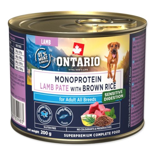 Ontario Adult monoproteines báránypástétom barnarizzsel – 200 g