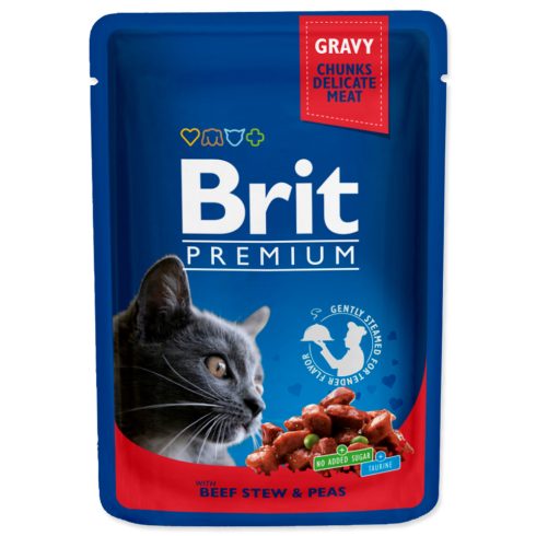 Brit Premium Cat marhapörkölt és borsó 100g 