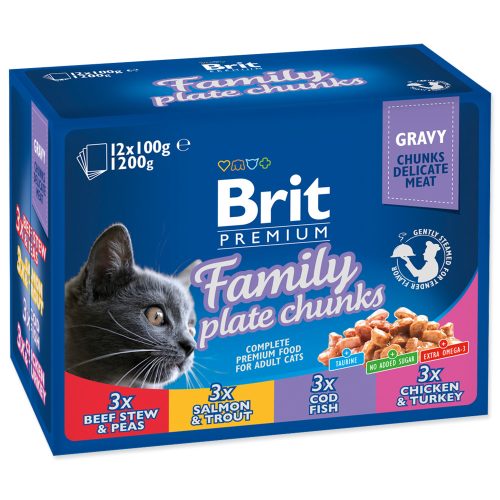 Brit Premium Cat Pouches Family Plate 1200 g (12x100 g)