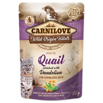   Carnilove Cat Pouch Rich in Quail Enriched with Dandelion for sterilized 85 g