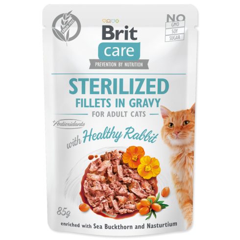 BRIT Care sterilizált macskának, filé mártásban egészséges nyúllal, 85 g 