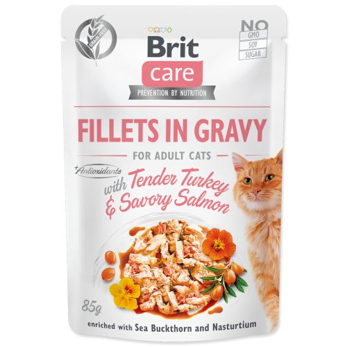 BRIT Care Cat filé mártással, puha pulyka és sós lazac 85 g 