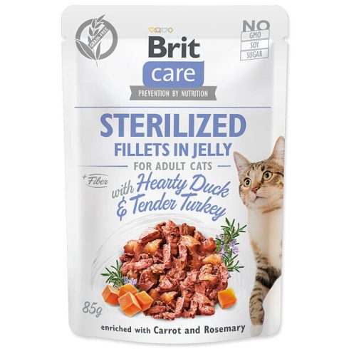Brit Care Cat Sterilized. Fillets in Jelly with Hearty Duck & Tender Turkey 85 g