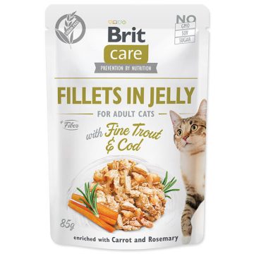 Brit Care Cat Pisztráng és tőkehal zselében 85 g
