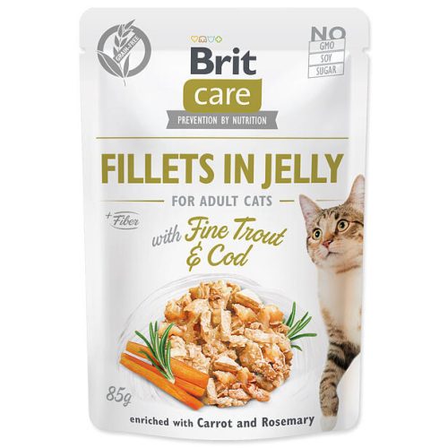 Brit Care Cat Pisztráng és tőkehal zselében 85 g