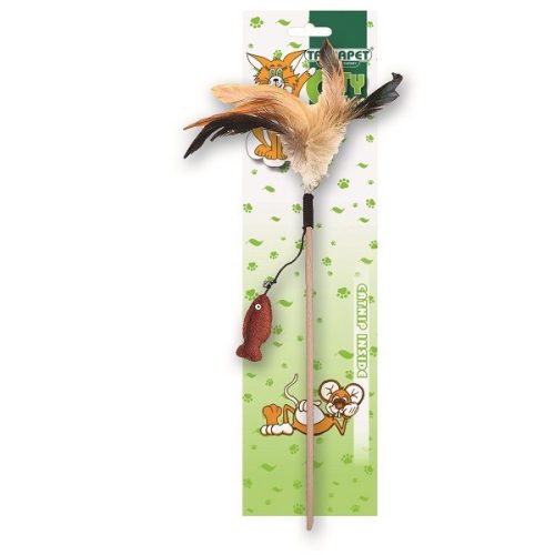 Macskajáték, fapálcika textillel. gumihal, 40cm