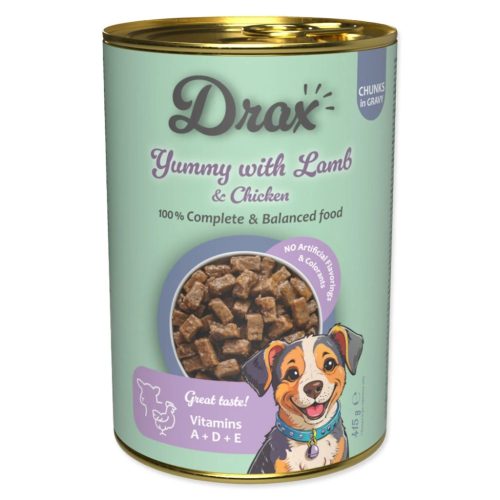 Drax Adult konzerv felnőtt kutyáknak bárány- és csirkehússal 415 g