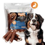 UNIQ PETS DOG SNACKS RAWHIDE – Nyúlhússal tekert vastag rágórudak (15 cm ) 500g