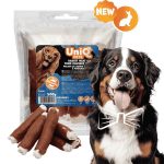 UNIQ PETS DOG SNACKS RAWHIDE – Nyúlhússal tekert vastag rágórudak (15 cm ) 500g