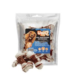   UNIQ PETS DOG SNACKS RAWHIDE – Jutalomfalat kutyáknak – Kacsahúsba tekert csomózott csont nyersbőrből, 500g
