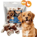 UNIQ PETS DOG SNACKS RAWHIDE – Jutalomfalat kutyáknak – Kacsahúsba tekert csomózott csont nyersbőrből, 500g