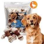UNIQ PETS DOG SNACKS RAWHIDE – Jutalomfalat kutyáknak – Kacsahúsba tekert csomózott csont nyersbőrből, 500g
