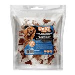 UNIQ PETS DOG SNACKS RAWHIDE – Jutalomfalat kutyáknak – Kacsahúsba tekert csomózott csont nyersbőrből, 500g