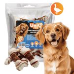 UNIQ PETS DOG SNACKS RAWHIDE – Jutalomfalat kutyáknak – Kacsahúsba tekert csomózott csont nyersbőrből, 500g