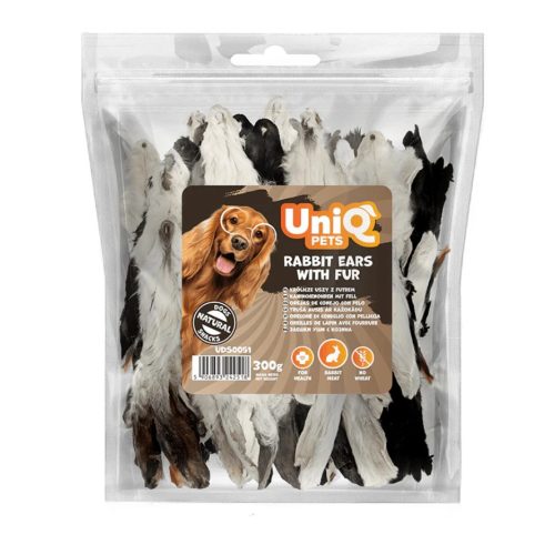 UNIQ PETS DOG SNACKS NATURAL – Szőrös nyúlfül, 300g