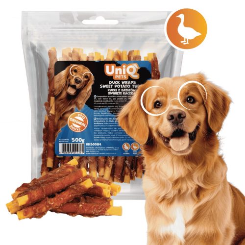 UNIQ PETS DOG SNACKS DUO – Nyúlhússal tekert édesburgonya rudak (500g)