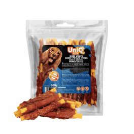   UNIQ PETS DOG SNACKS DUO – Kacshúsos édesburgonya rudak (500g)