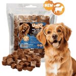 UNIQ PETS DOG SNACKS CHEWY – Puha bárányos és tőkehalas jutalomfalat kockák kutyáknak, 500g