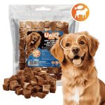 UNIQ PETS DOG SNACKS CHEWY – Puha bárányos és tőkehalas jutalomfalat kockák kutyáknak, 500g