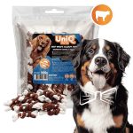 UNIQ PETS DOG SNACKS CHEWY – Marhahúsba tekert kalciumos rágócsontok 500g