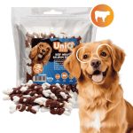 UNIQ PETS DOG SNACKS CHEWY – Marhahúsba tekert kalciumos rágócsontok 500g