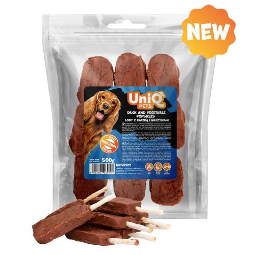 UNIQ PETS DOG SNACKS DUO – Kacsás-zöldséges jégkrém pálcika, 500g