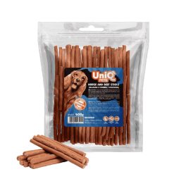   UNIQ PETS DOG SNACKS MEATY – Lóhúsos és marhahúsos jutalomfalat rudacskák kutyáknak, 500g