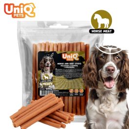   UNIQ PETS DOG SNACKS MEATY – Lóhúsos és marhahúsos rudacskák, 500g