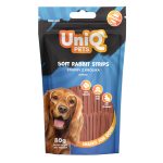UNIQ PETS DOG SNACKS WAGGI kutyajutalomfalat – puha nyúlhúsos csíkok, 80g