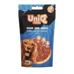 UNIQ PETS DOG SNACKS WAGGI kutyajutalomfalat – kacsás és tőkehalas chips, 80g