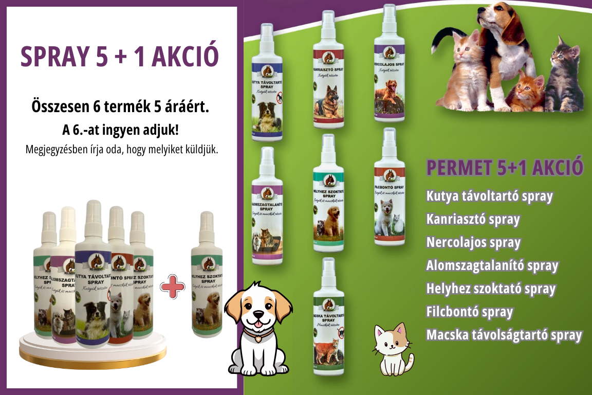 5+1 Akció a PetProduct.hu-n: Vásárolj 5 db Permetet, és A 6.-at Ajándékba Kapod!